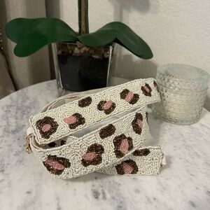 Beaded leopard purse strap